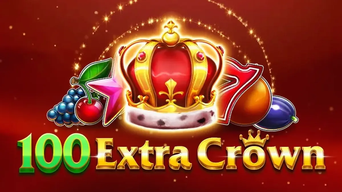 100 Extra Crown slot machine interface na may mga prutas at korona